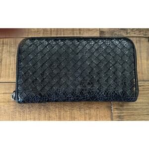 Rare Bottega Veneta Intrecciato Wallet Ayer Snake Leather (Black)